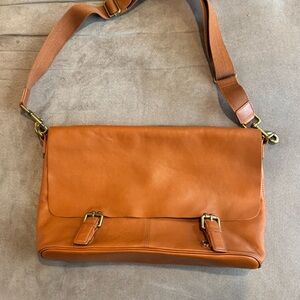 Mark & Graham Cognac Leather Messenger Bag